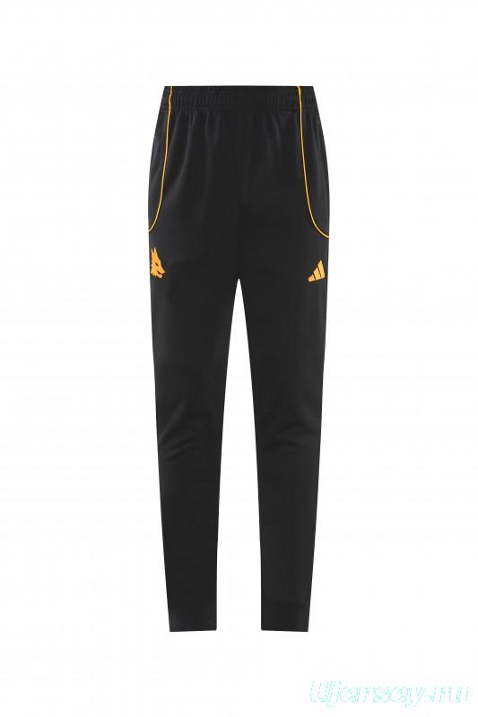 26/27 Roma Black Full Zipper Hooded Jacket Tracksuit + Long Pants