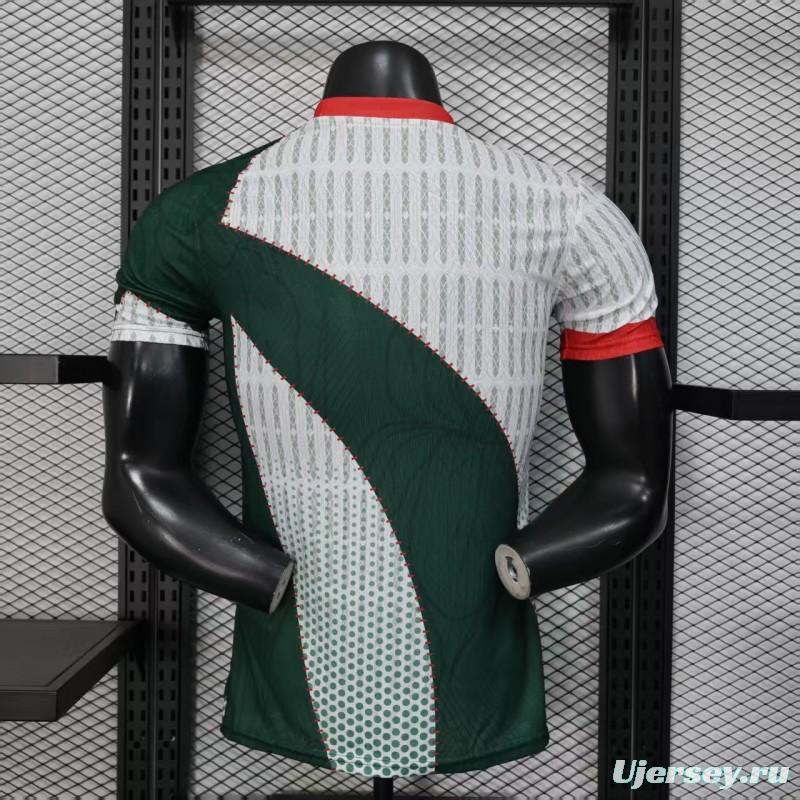 25/26 Player Version Marseille White and Green with Vertical Stripe and Dot Pattern Jersey