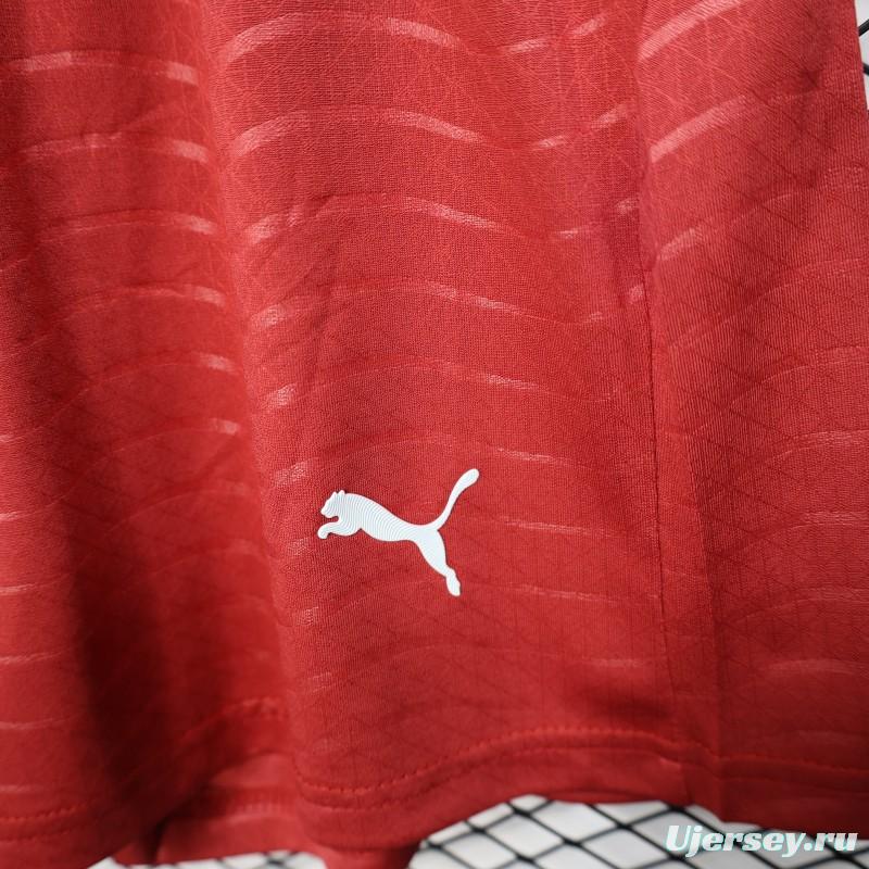 2026 Player Version Portugal Red with Wave Pattern Shorts