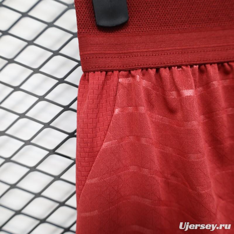 2026 Player Version Portugal Red with Wave Pattern Shorts