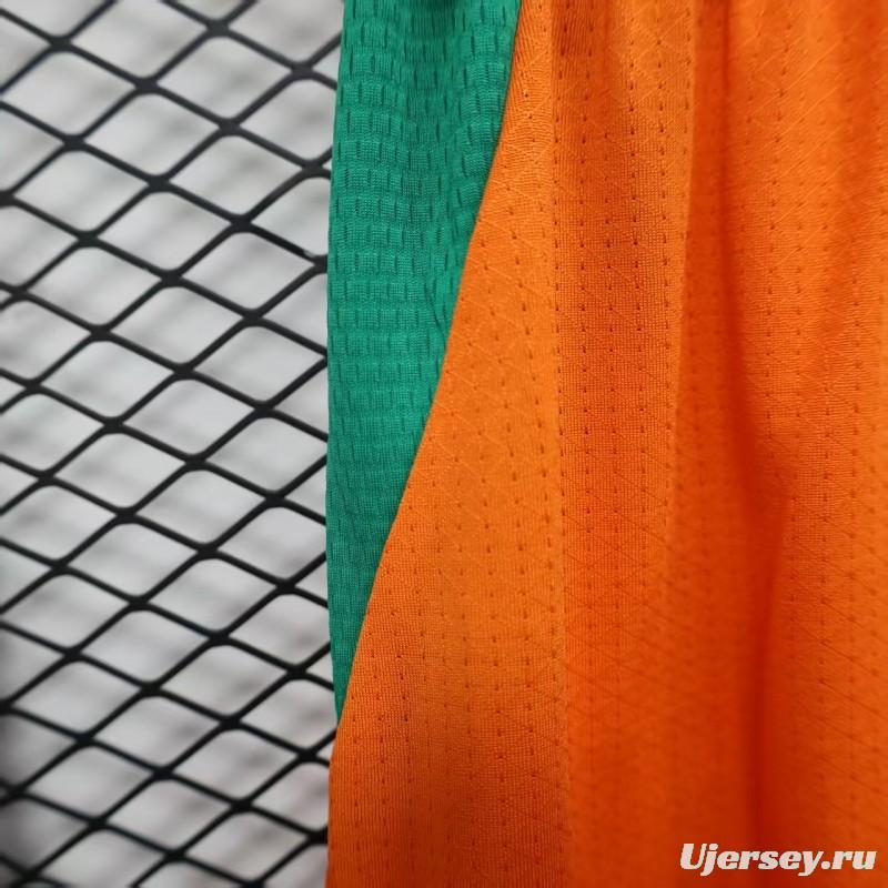 2026 Player Version Ivory Coast Orange with Green Side Panels Shorts