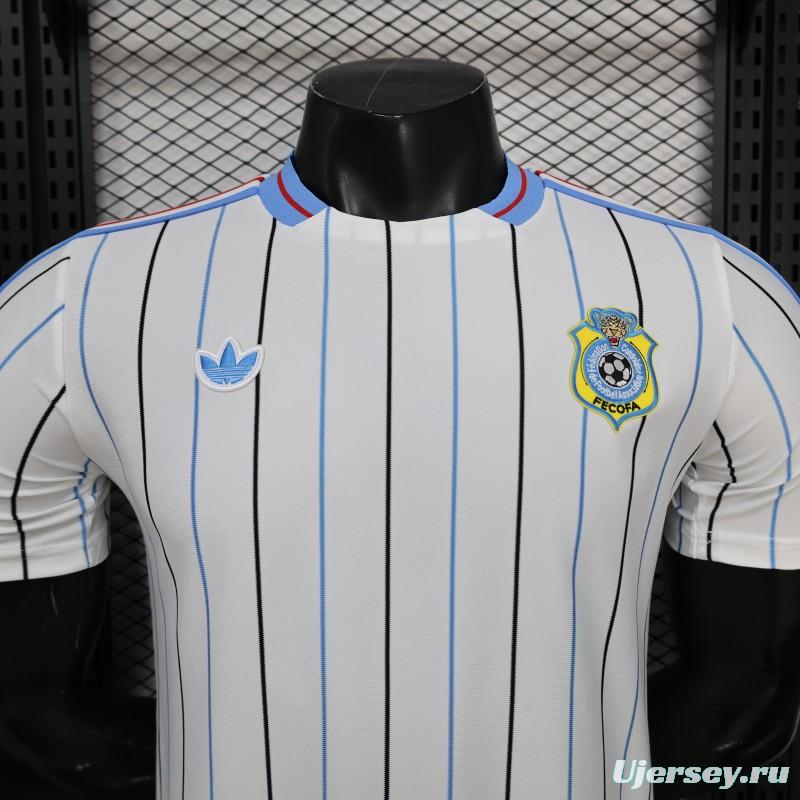 2026 Player Version DR Congo White with Black and Blue Pinstripes Jersey