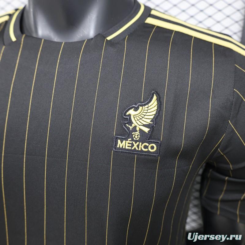 2026 Player Version Mexico Black with Gold Pinstripes Jersey