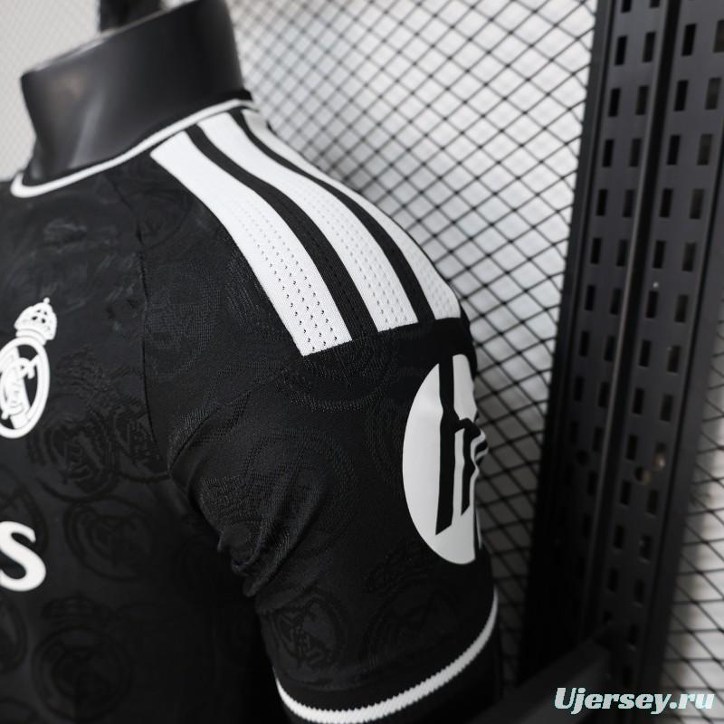 25/26 Player Version Real Madrid Black with Subtle Crest Pattern Jersey