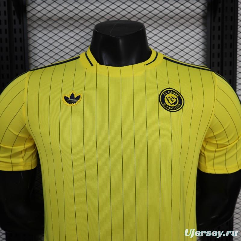 25/26 Player Version Al Nassr FC Yellow with Thin Black Pinstripes Jersey