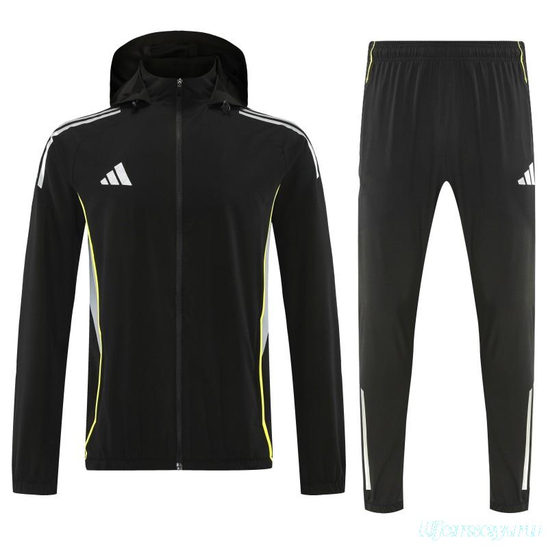 26/27 Adidas Black Full Zipper Hooded Jacket Tracksuit + Long Pants