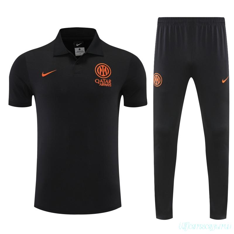 26/27 Inter Milan Black Polo Training Shirt + Long Pants Tracksuit