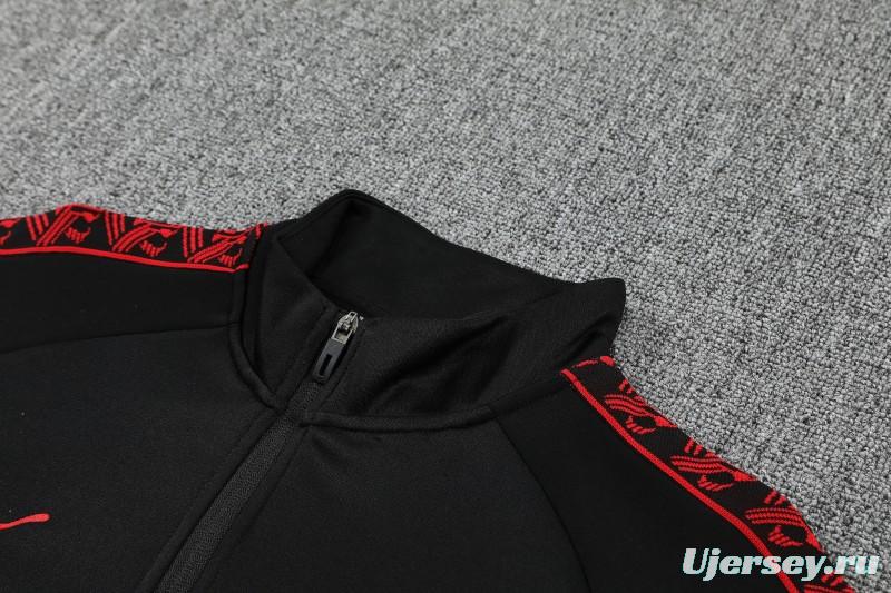 25/26 AC Milan Black Full Zipper Jacket Tracksuit + Long Pants