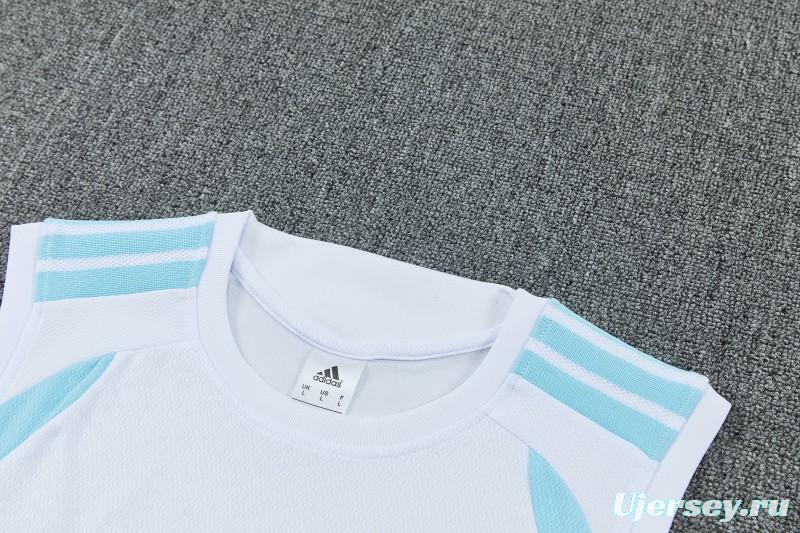 26/27 Argentina White Sleeveless Training Vest +Soccer Shorts