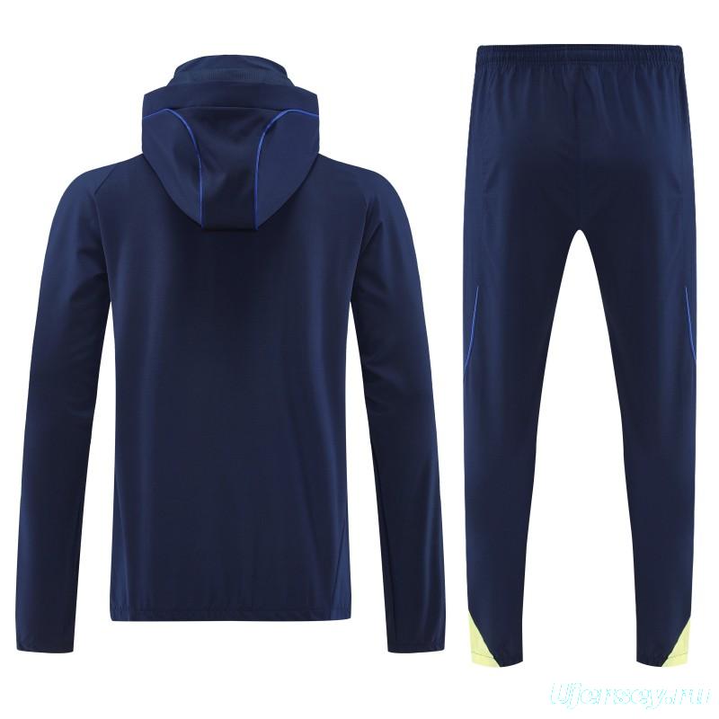 26/27 Adidas Navy Blue Full Zipper Hooded Jacket Tracksuit + Long Pants