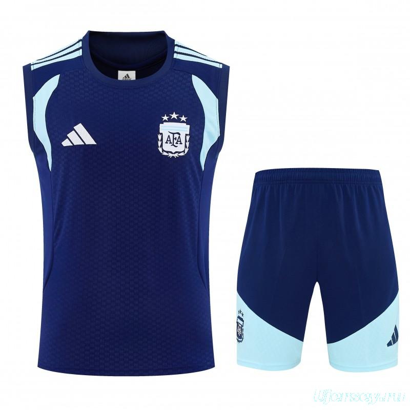 26/27 Argentina Navy Blue Sleeveless Training Vest +Soccer Shorts