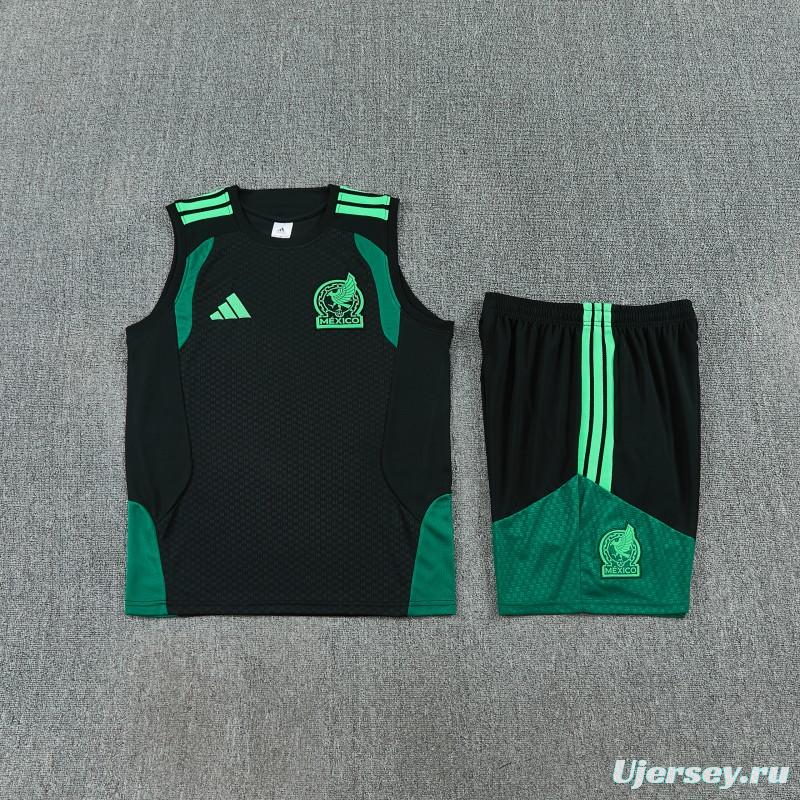 26/27  Mexico Black Sleeveless Training Vest +Shorts Set