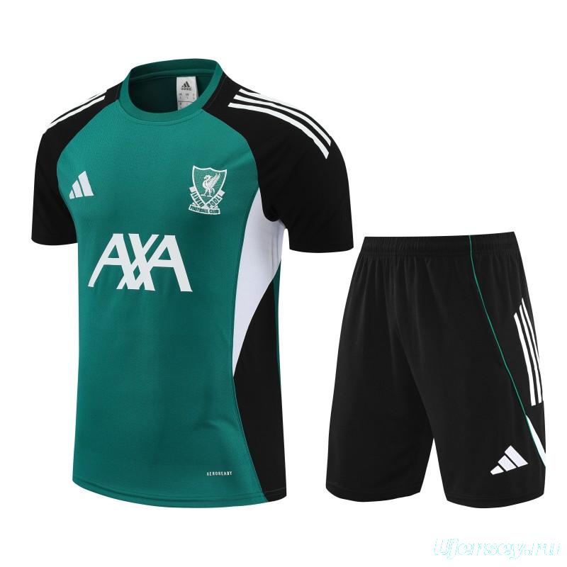26/27 Liverpool Green & Black Short Sleeve+ Black Soccer Shorts
