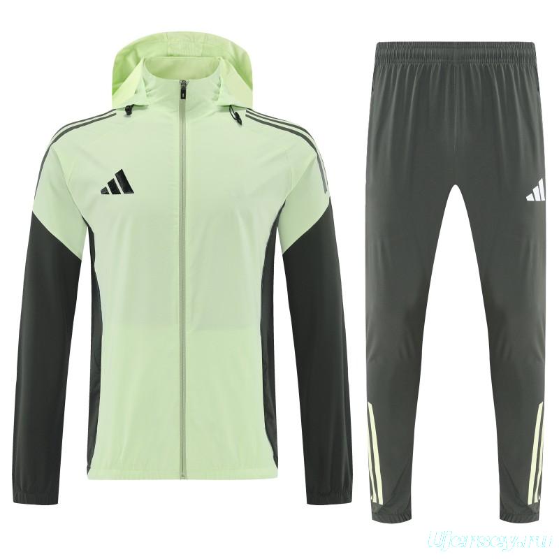 26/27 Adidas Neon Green Full Zipper Hooded Jacket Tracksuit + Long Pants