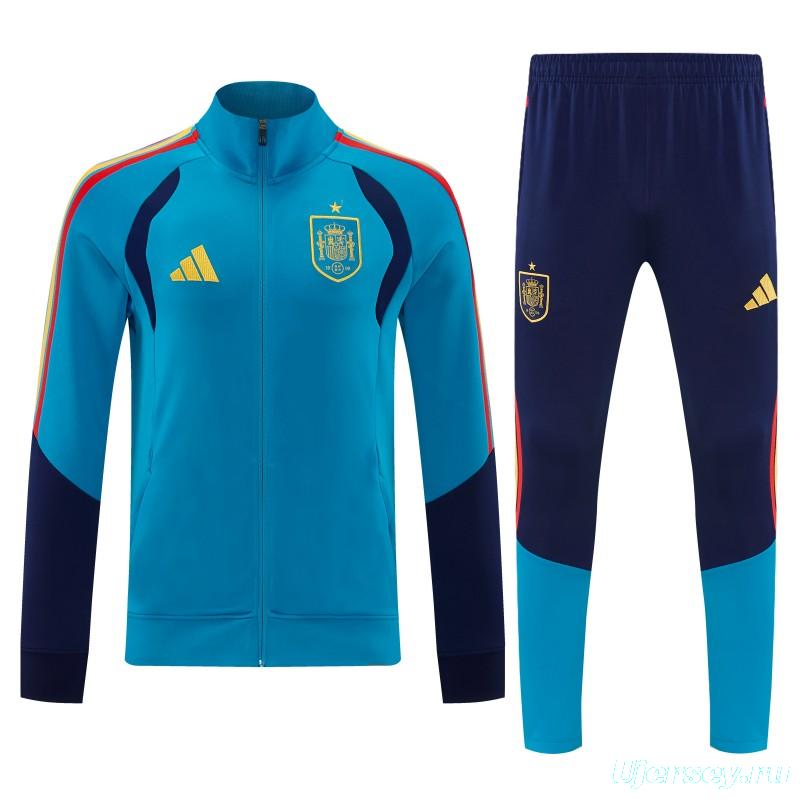26/27 Spain Light Blue Full Zipper Jacket Tracksuit + Long Pants