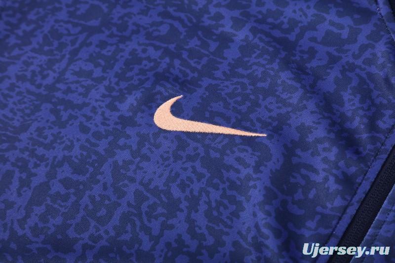 26/27 France Navy Blue Full Zipper Jacket Tracksuit + Long Pants