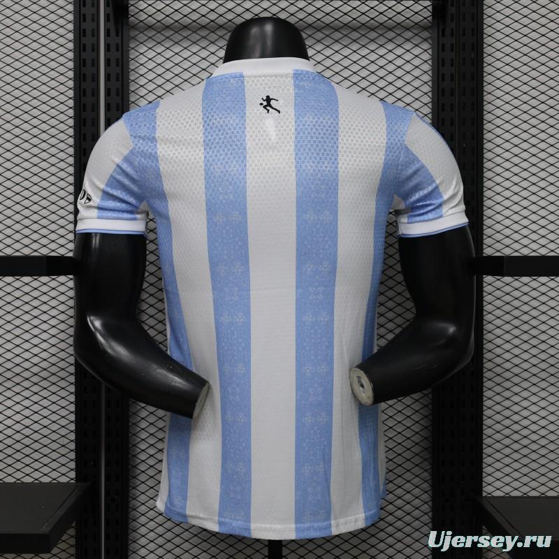 Player Version 2027 Argentina Home White & Light Blue Stripe Maradona Tribute Jersey