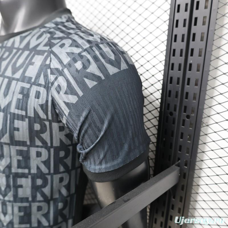 Player Version 26/27 River Plate Away Black with All-Over Letter Print Jersey