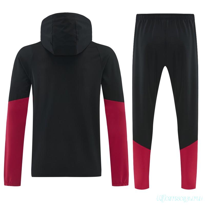26/27 Germany Black Full Zipper Jacket Tracksuit + Long Pants