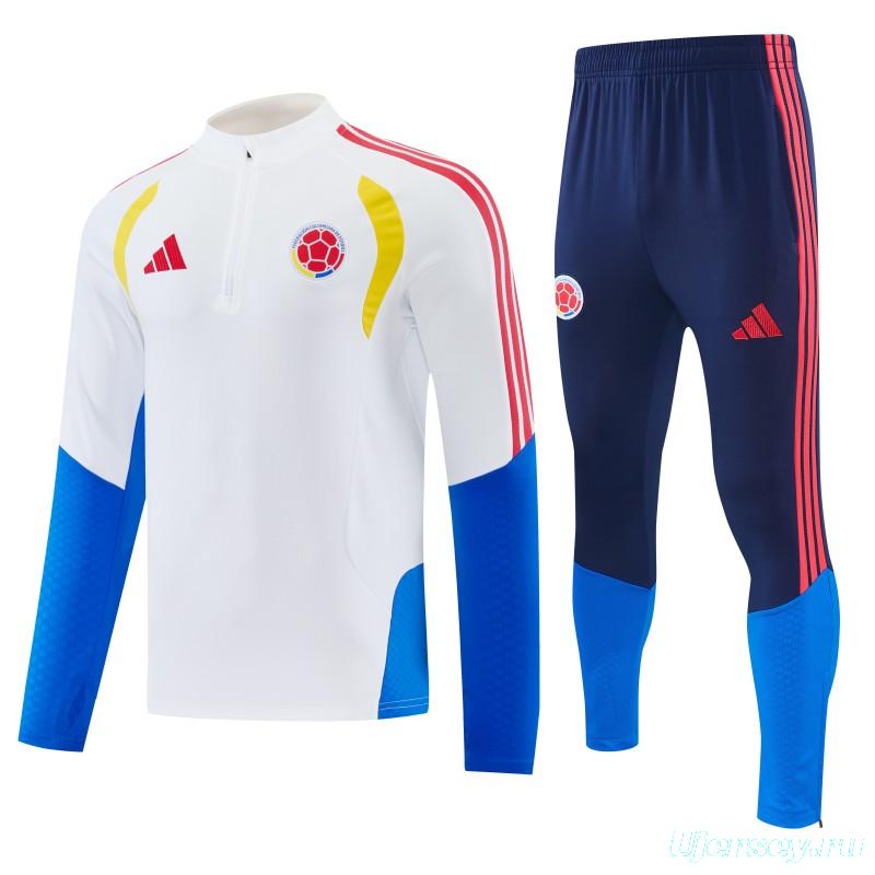 26/27  Colombia White  Half Zipper Jacket Tracksuit  + Long Pants