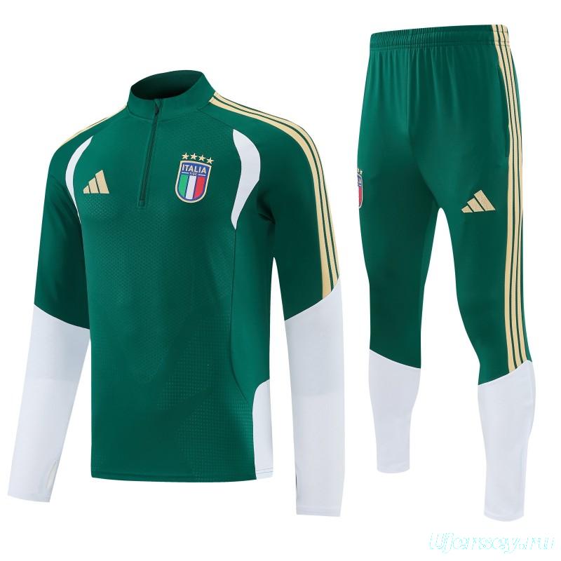 26/27 Italy Green Half Zipper Jacket Tracksuit + Long Pants