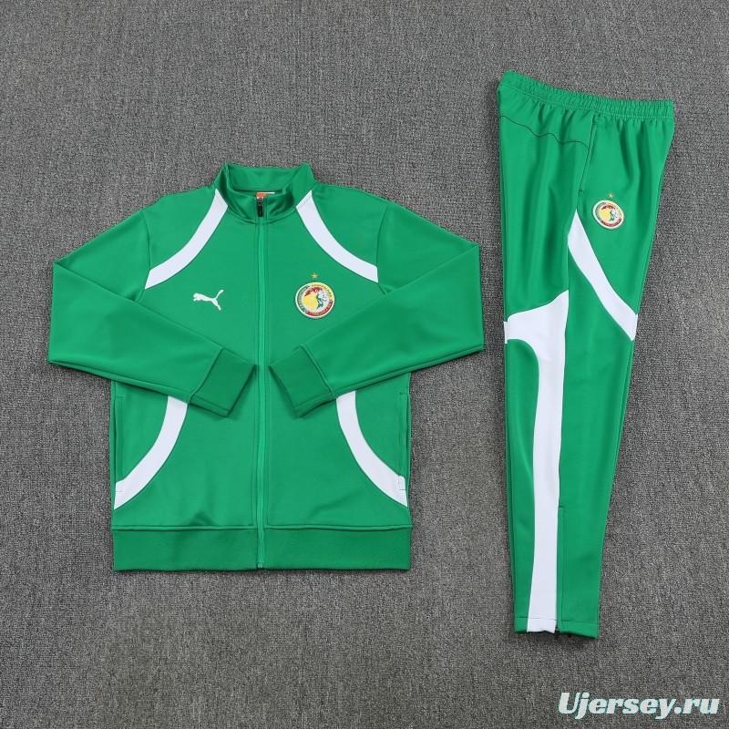 26/27 Senegal Green & White  Full Zipper Jacket Tracksuit + Long Pants