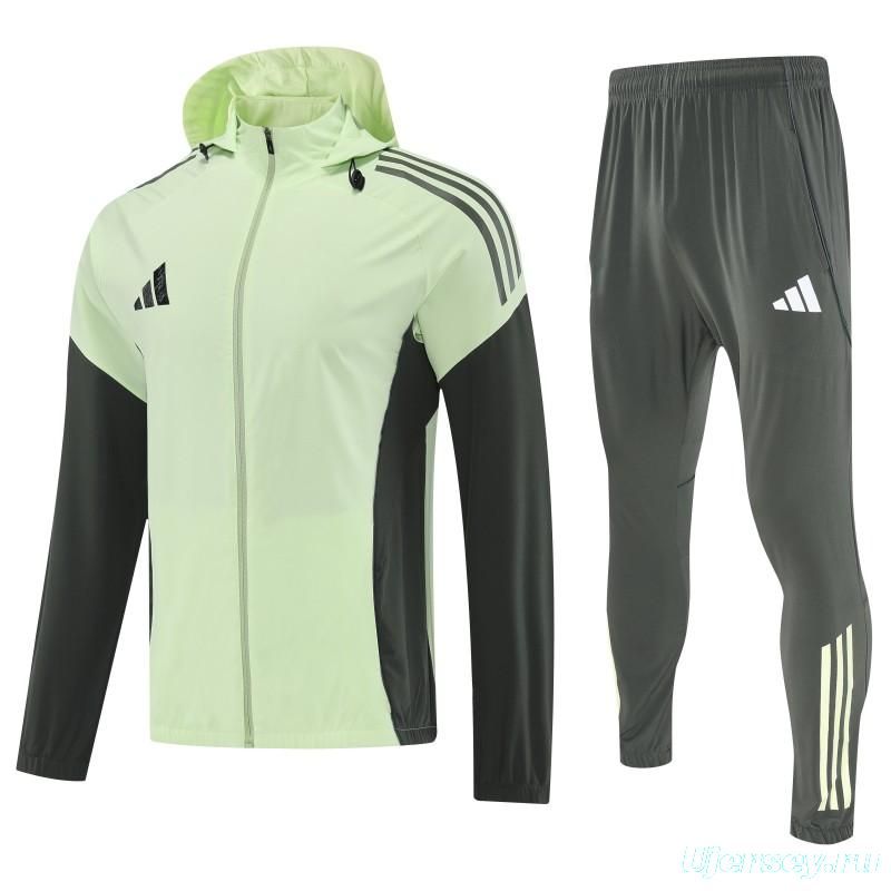 26/27 Adidas Neon Green Full Zipper Hooded Jacket Tracksuit + Long Pants