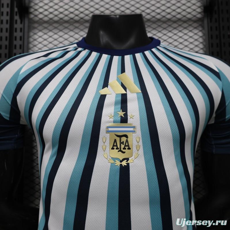 Player Version 2026 Argentina White Light Blue Dark Blue Radial Stripe Special Edition Jersey