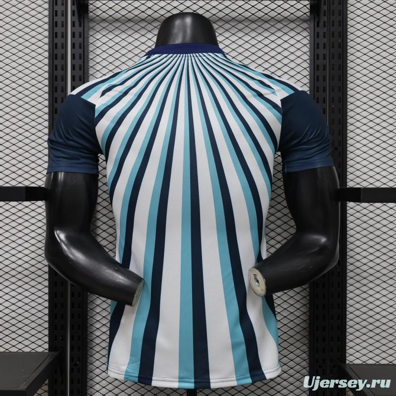 Player Version 2026 Argentina White Light Blue Dark Blue Radial Stripe Special Edition Jersey