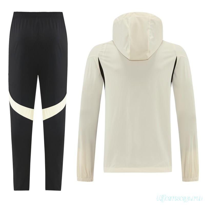 26/27 Liverpool Cream Full Zipper Hooded Jacket Tracksuit + Black Long Pants