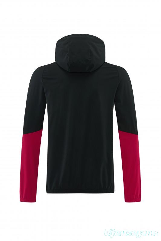 26/27 Belgium  Black Full Zipper Hooded Jacket Tracksuit + Long Pants