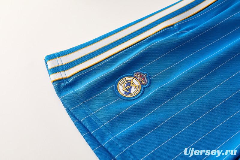 26/27 Real Madrid  Blue Pinstripe  Short Sleeve+Soccer Shorts