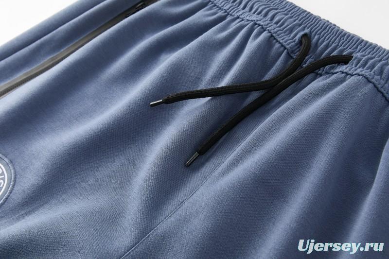 26/27  Paris Saint-Germain Steel Blue Full Zipper Hooded Jacket Tracksuit + Long Pants