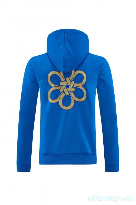 26/27 Real Madrid Royal Blue Pullover Hooded Tracksuit + Long Pants