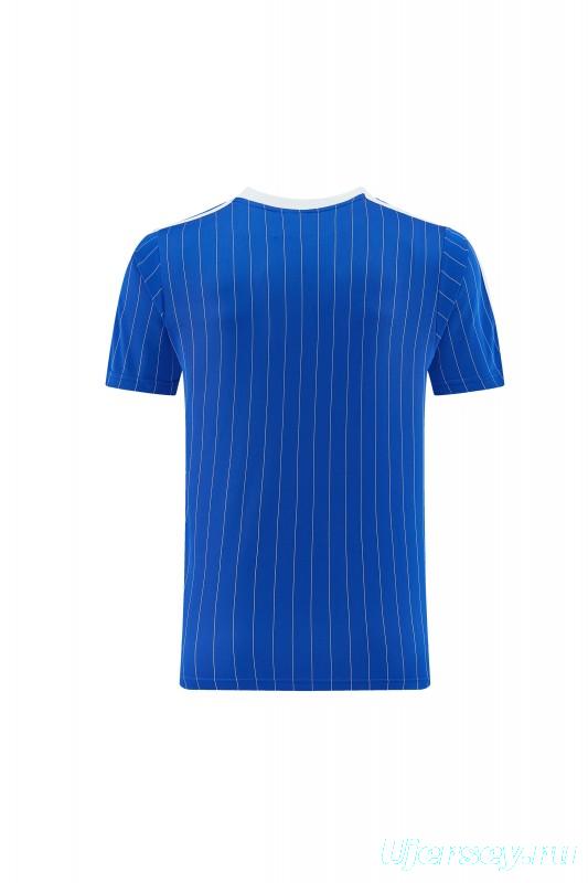 26/27 Chelsea FC  Blue  Stripes Short Sleeve+ White Soccer Shorts