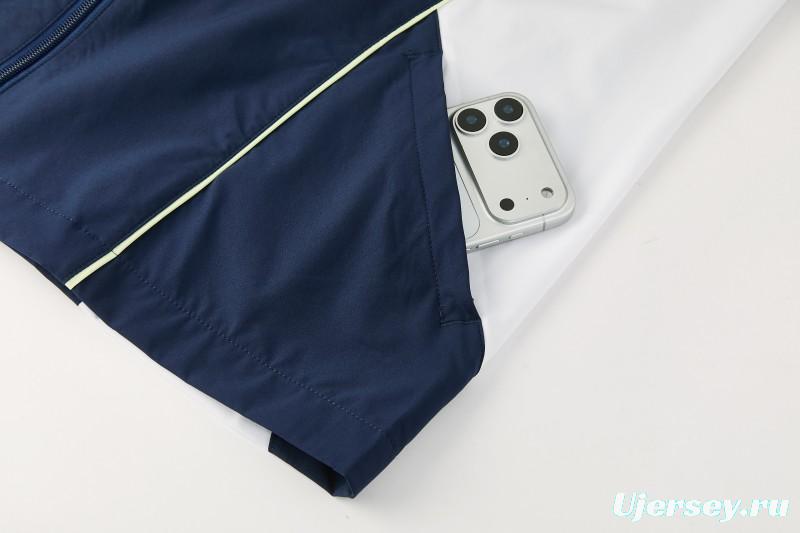 26/27 Real Madrid Navy Blue Full Zipper Hooded Windbreaker Tracksuit + Long Pants