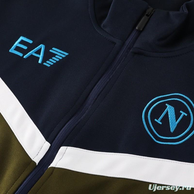 26/27 Napoli Navy Blue  Full Zipper Jacket Tracksuit + Long Pants