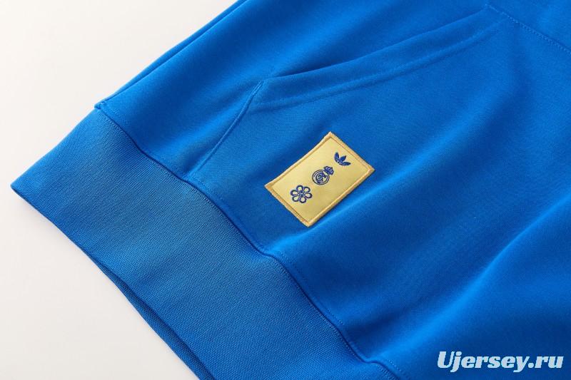 26/27 Real Madrid Royal Blue Pullover Hooded Tracksuit + Long Pants
