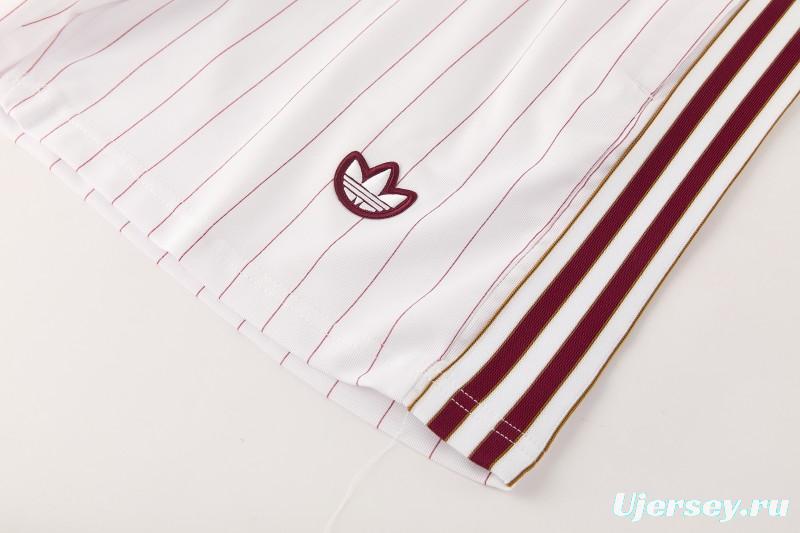26/27 Arsenal  White Pinstripe Short Sleeve+Soccer Shorts
