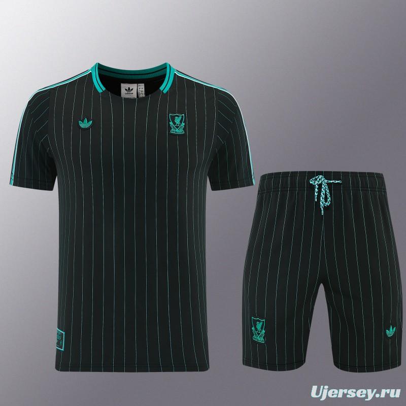 26/27  Liverpool  Black Short Sleeve+Soccer Shorts