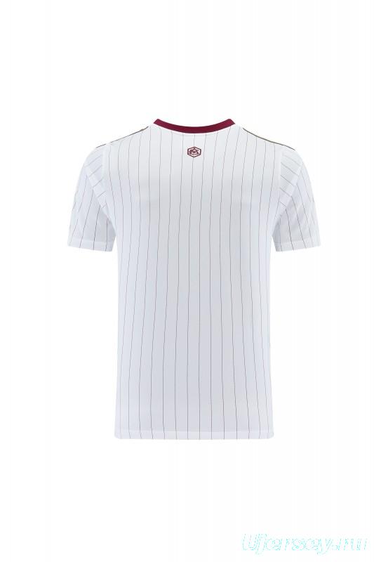 26/27 Arsenal  White Pinstripe Short Sleeve+Soccer Shorts