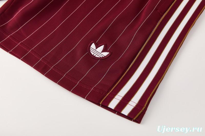 26/27  Arsenal  Maroon Pinstripe Short Sleeve+Soccer Shorts