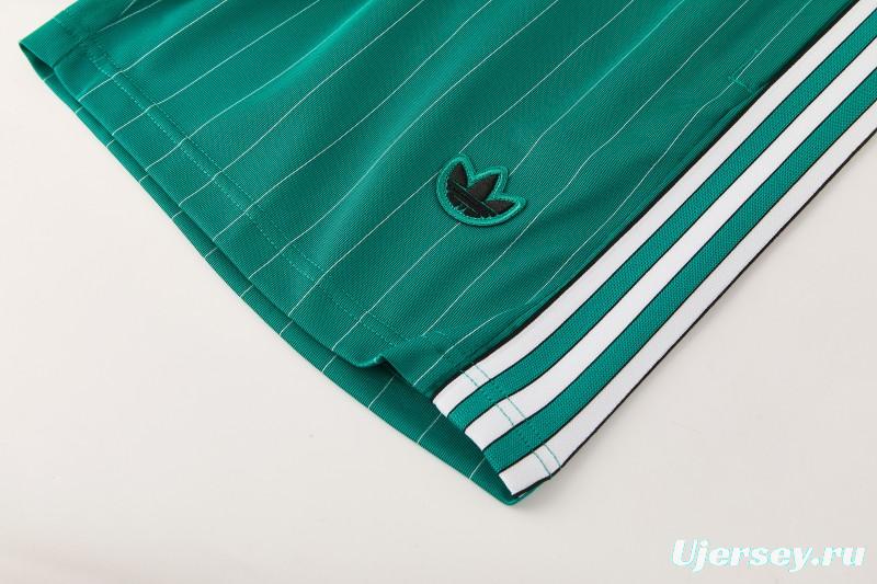 26/27 Liverpool   Green Pinstripe  Short Sleeve+Soccer Shorts
