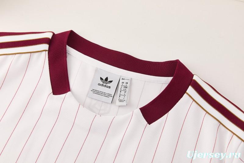26/27 Arsenal  White Pinstripe Short Sleeve+Soccer Shorts