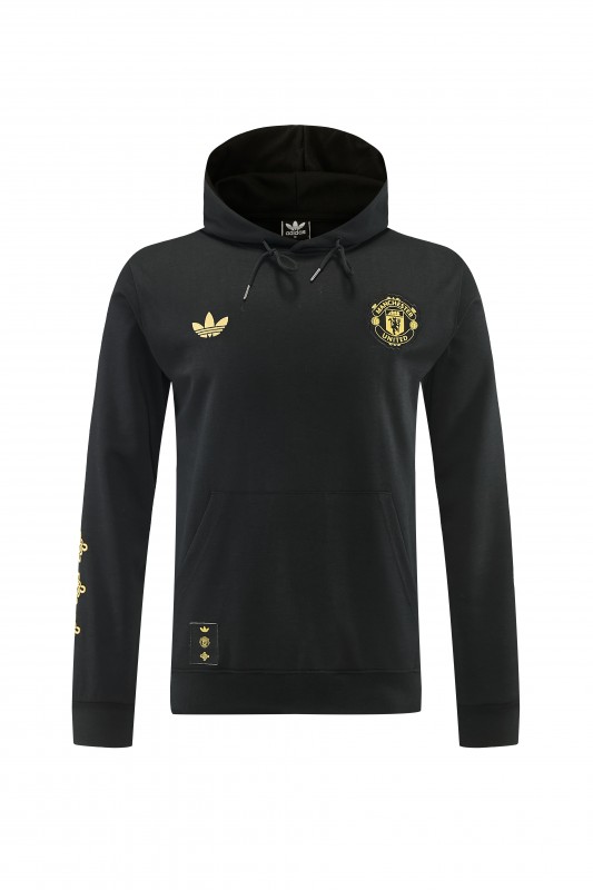 26/27 Manchester United Black Pullover Hooded Tracksuit + Long Pants