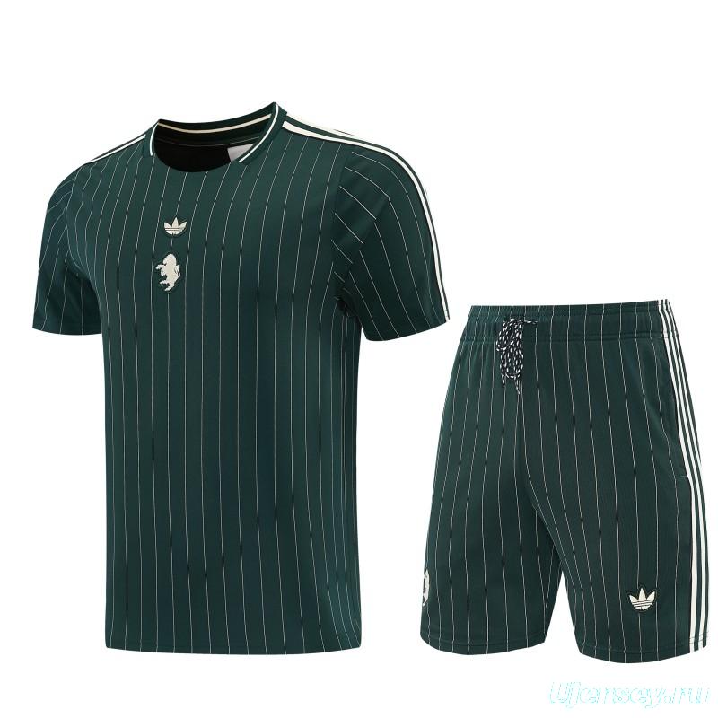 26/27 Juventus Navy Green Short Sleeve+Soccer Shorts