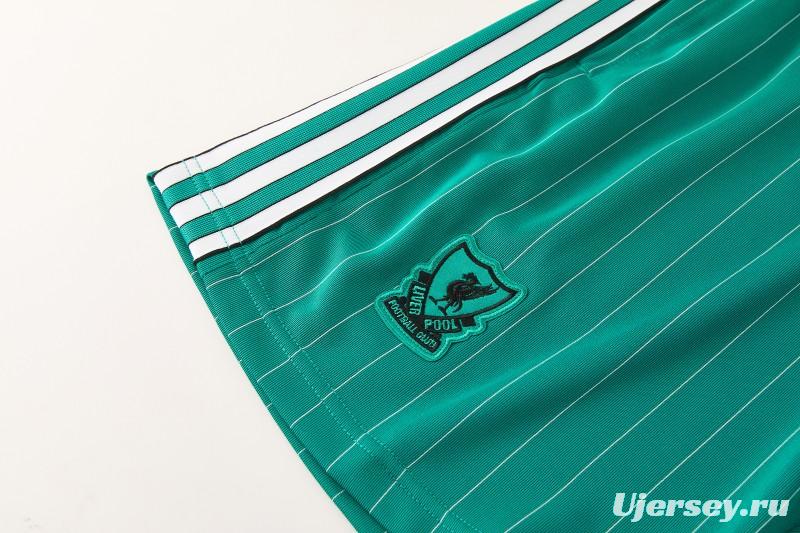 26/27 Liverpool   Green Pinstripe  Short Sleeve+Soccer Shorts