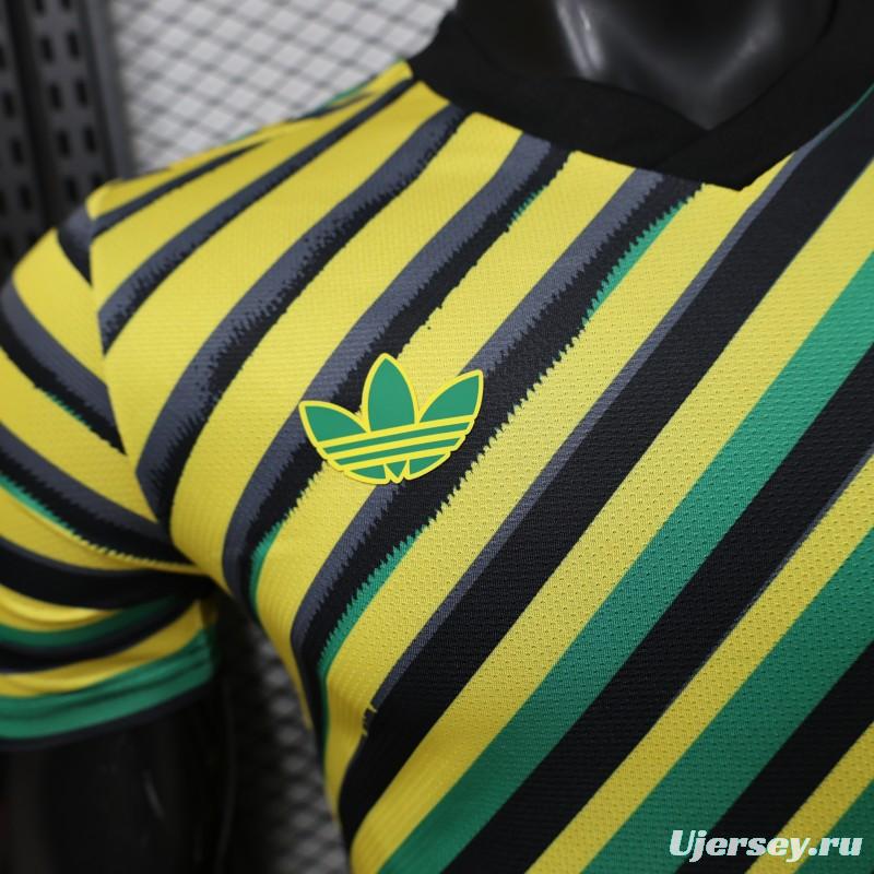 Player Version 2026 Jamaica x Adidas Originals Home Yellow Diagonal Stripe Jersey