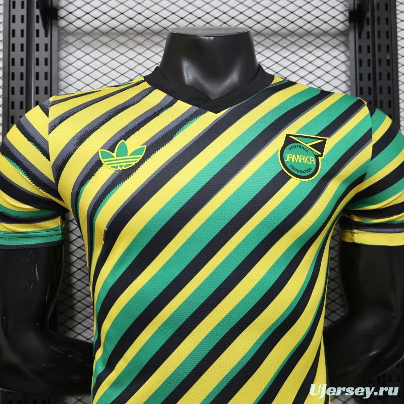 Player Version 2026 Jamaica x Adidas Originals Home Yellow Diagonal Stripe Jersey