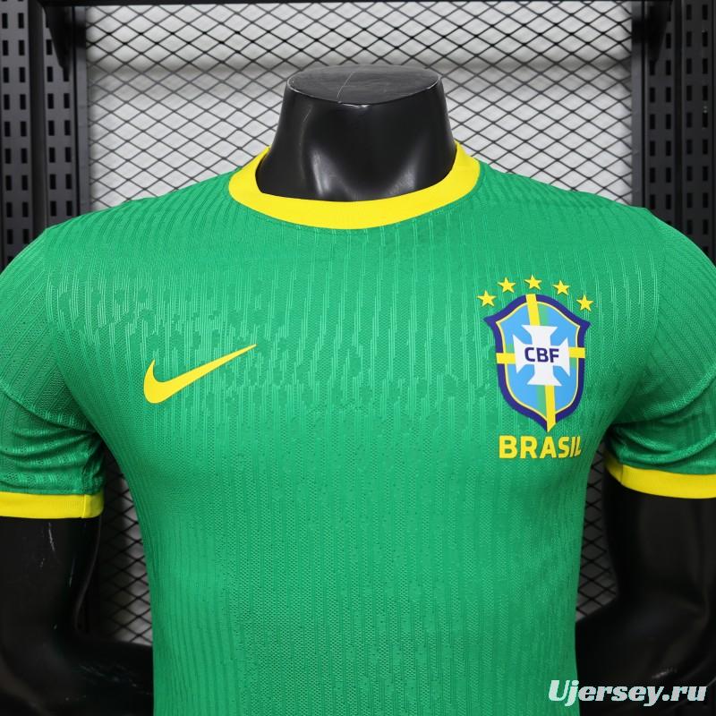 Player Version 2026 Brazil Green with Wave Texture Away Jersey